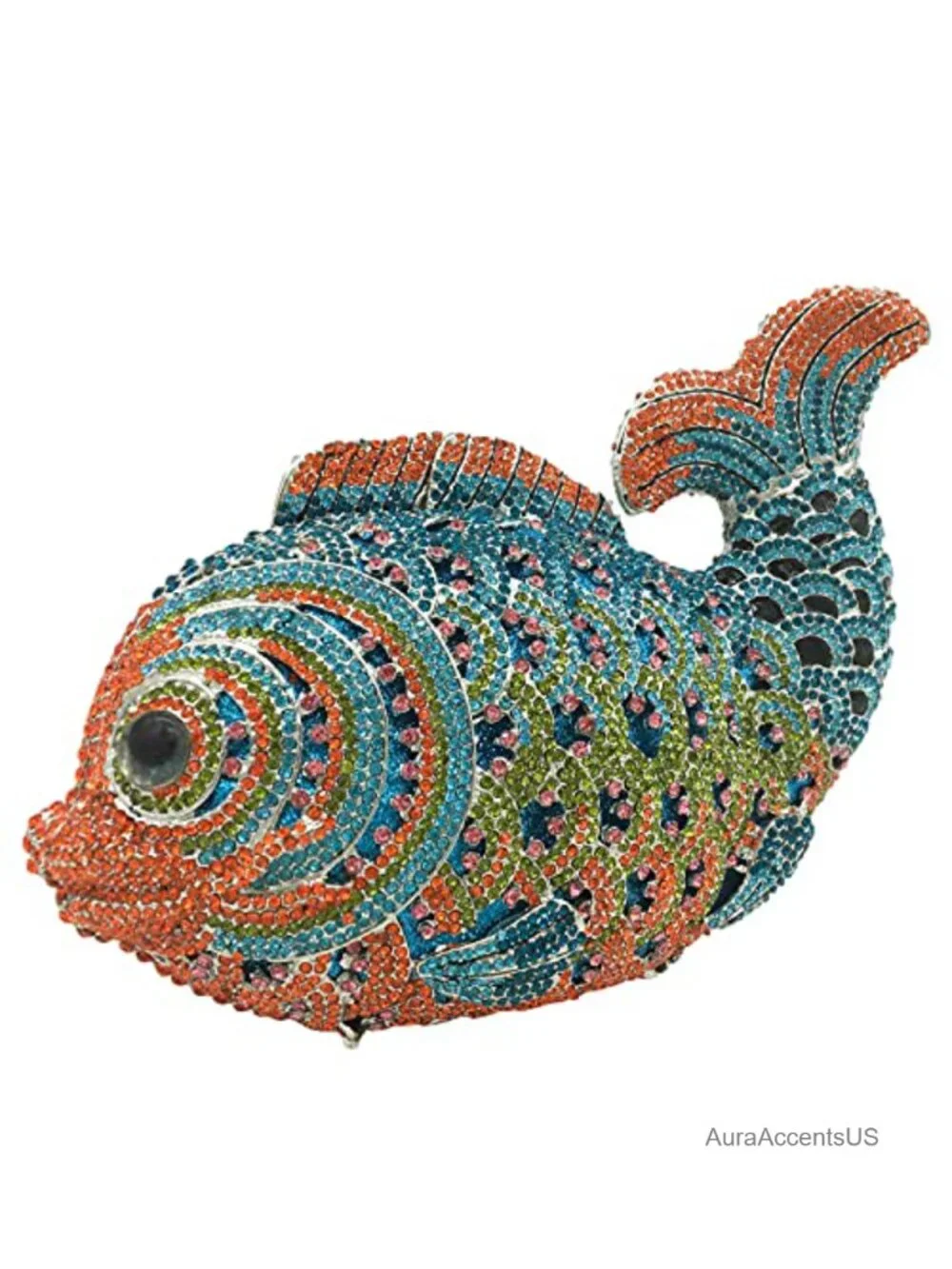 Handcrafted Crystal Fish Clutch Evening Bag for Women Wedding Prom Party